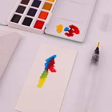 Набор для рисования акварелью "Himi Miya" (краски 18 цветов, кисть, бумага, стакан), желтый футляр