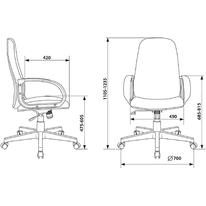 Кресло для руководителя "Бюрократ CH-808AXSN Or-16", экокожа, пластик, черный - 6