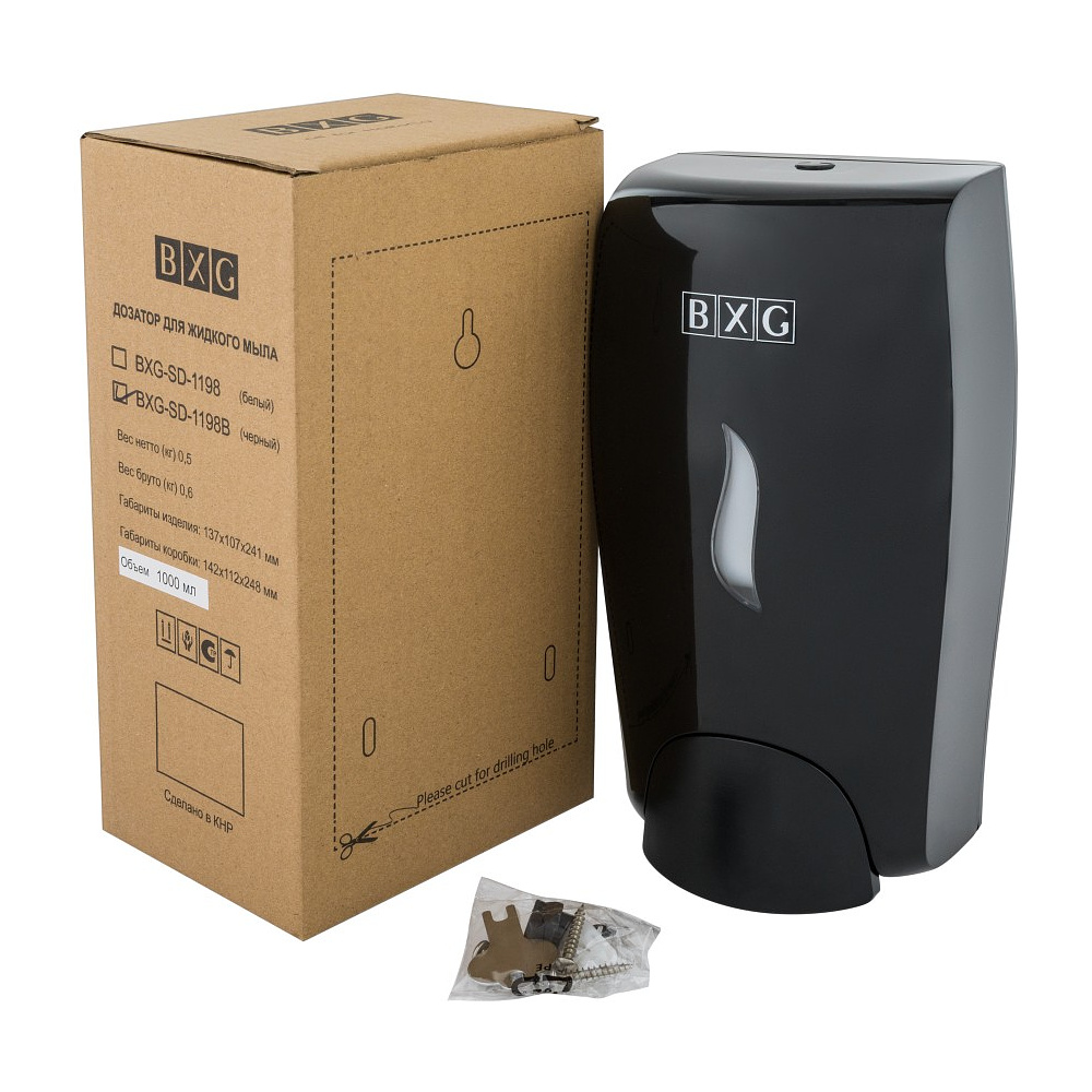 Диспенсер BXG SD-1198В, для мыла жидкого 1 л, пластик, черный - 7