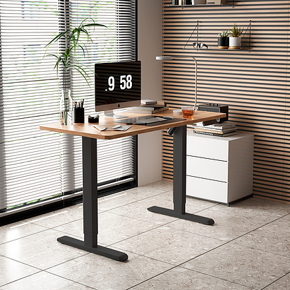 Стол с электроприводом WellDesk Basic 1300x675х18 черный/дуб бардолино натуральный(9191456+9072452) - 6