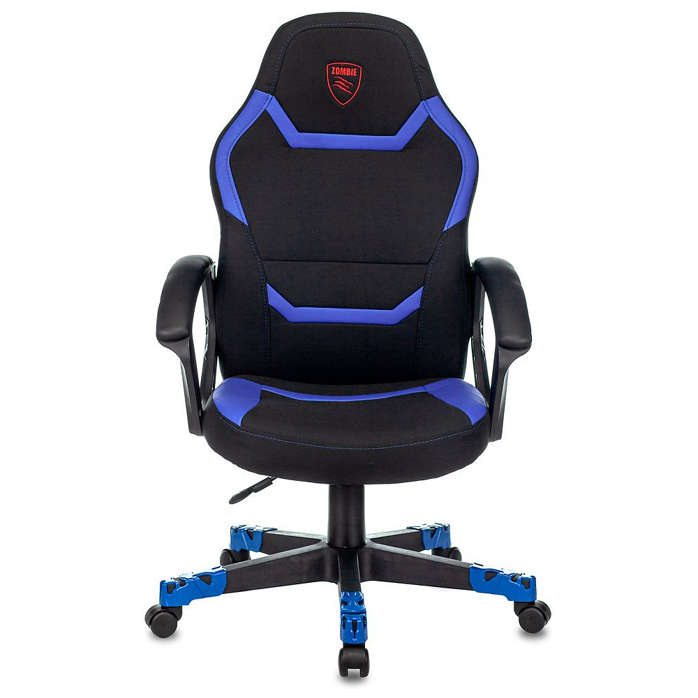 Кресло игровое Бюрократ "Zombie 10", ткань, экокожа, пластик, черный, синий - 2