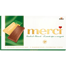 Конфеты "Merci", с дробленым лесным орехом и миндалем