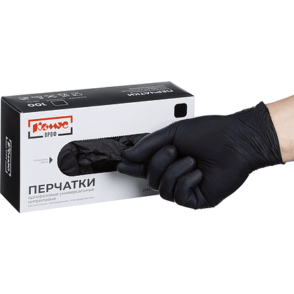 Перчатки нитриловые, неопудренные, одноразовые, р-р, L, 100 штук, черный - 4