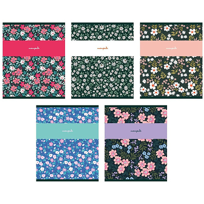 Тетрадь "Цветочный сад", А5, 96 листов, клетка, ассорти