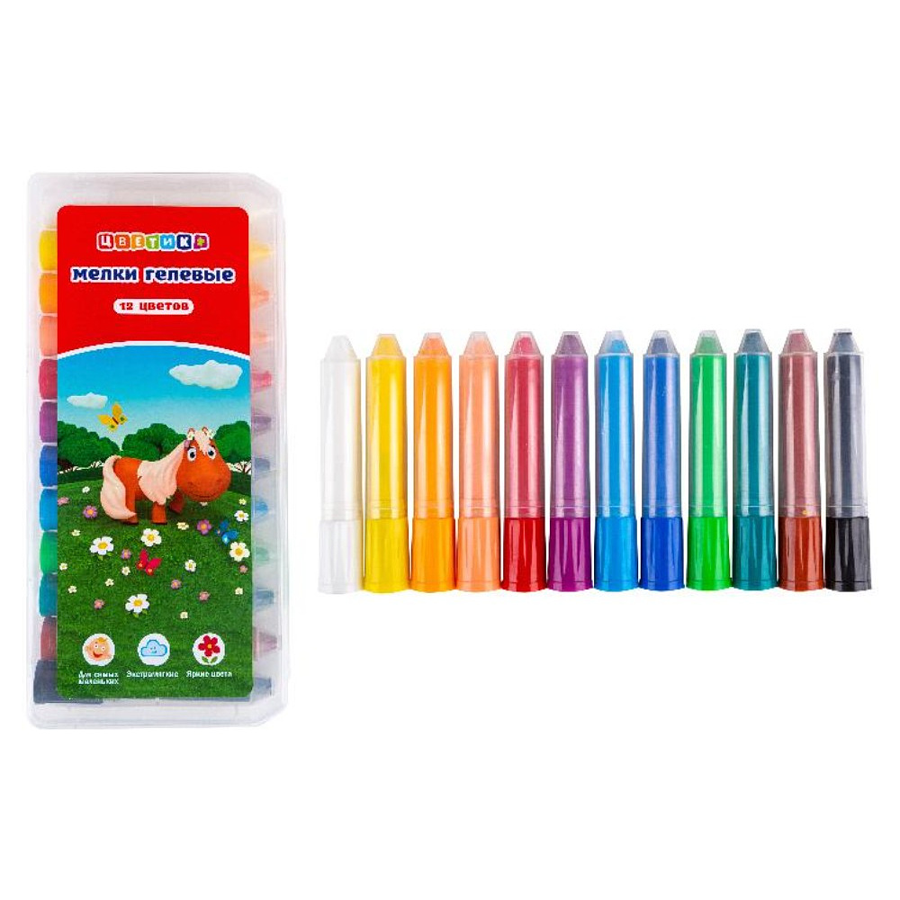 Мелки гелевые "Цветик", 12 шт. 