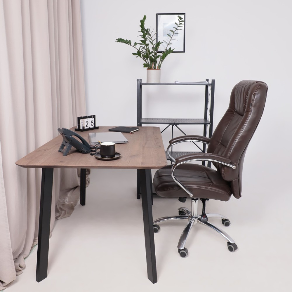 Кресло для руководителя "KING A" поворотное, хром, натуральная кожа, темно-коричневый - 25