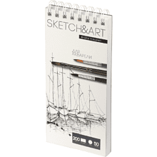 Скетчбук "Sketch&Art", 10.5х22 см, 200 г/м2, 50 листов, на спирали 