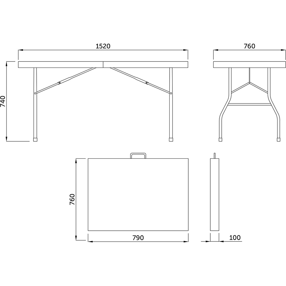 Стол складной 1520х760х740 мм, пластик, белый - 9