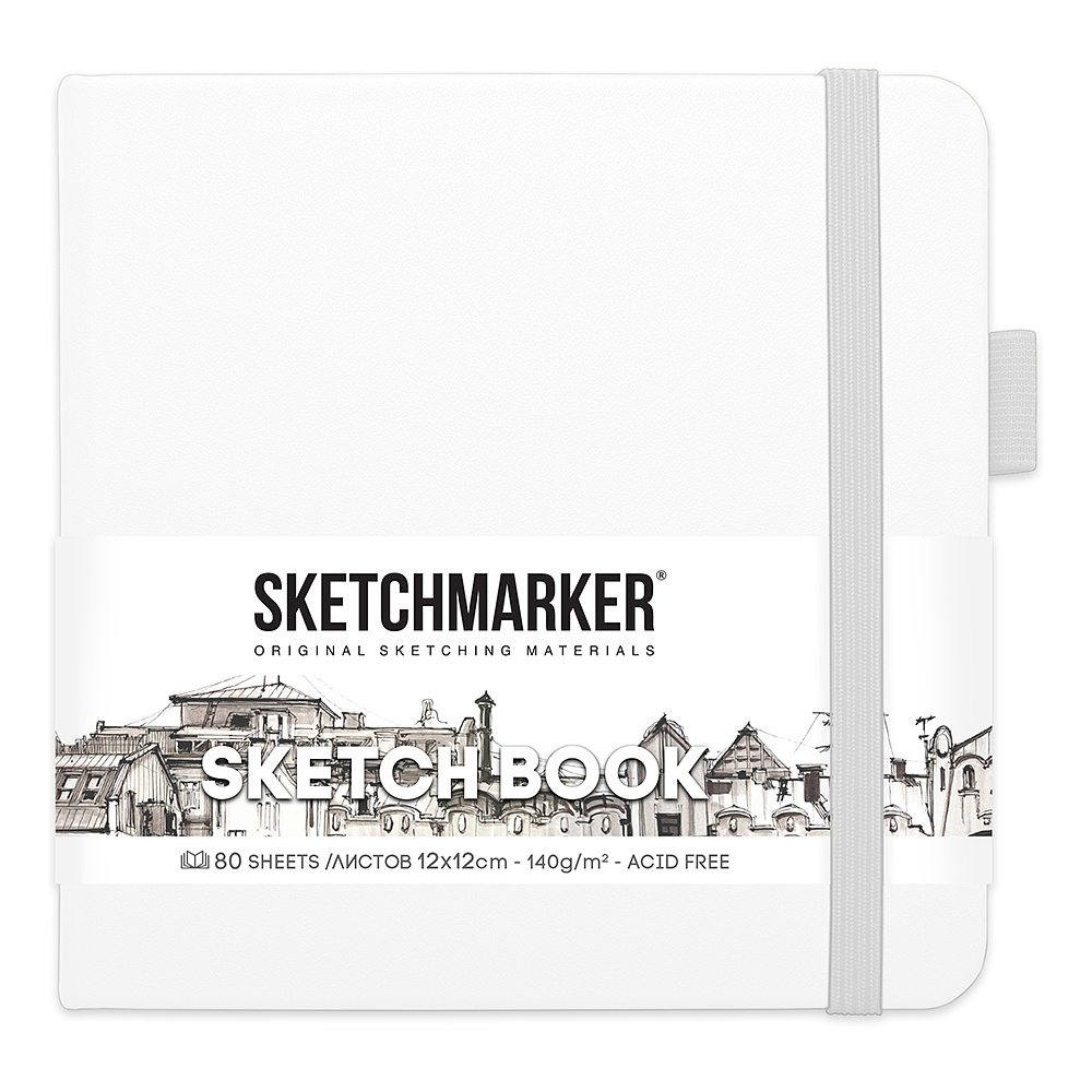 Скетчбук "Sketchmarker", 12x12 см, 140 г/м2, 80 листов, белый