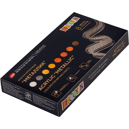 Краска акриловая металлик "Декола", набор 8 цветов, 18 мл, тубы - 2