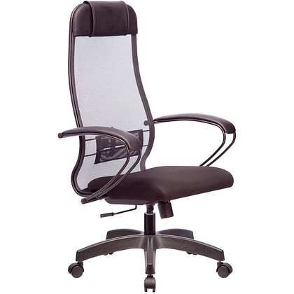 Кресло для руководителя "Metta SU-1-BP Комплект 11 PL", сетка, пластик, темно-серый