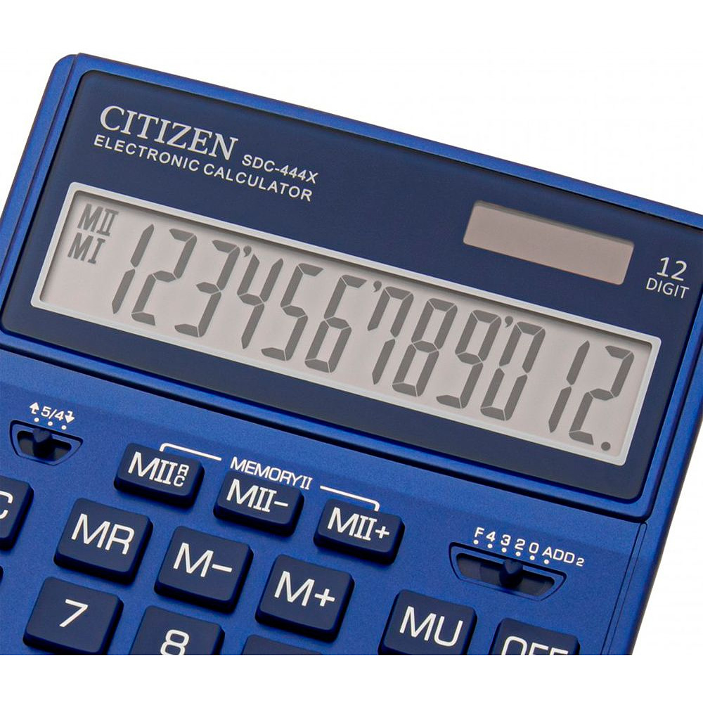 Калькулятор настольный CITIZEN "SDC-444X", 12-разрядый, темно-синий  - 3