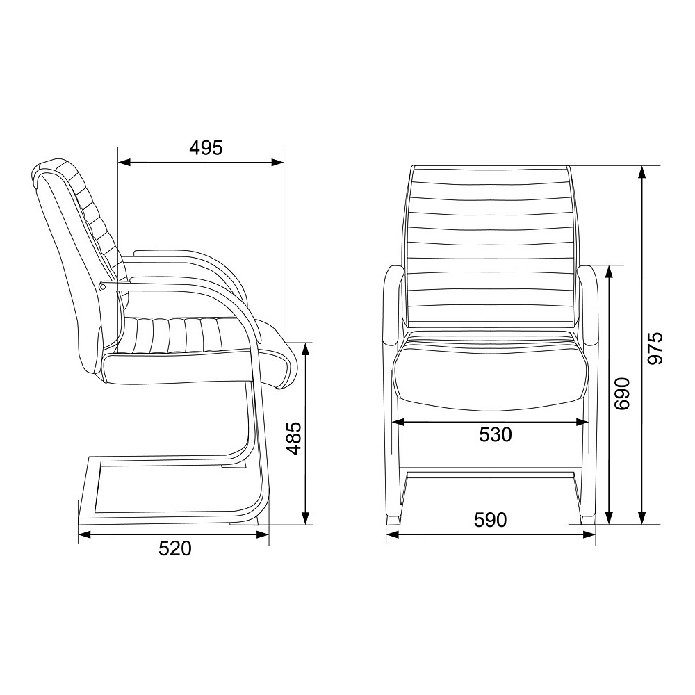 Кресло на полозьях Бюрократ "T-8010N-LOW-V", экокожа, металл, слоновая кость - 6