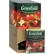 Чай "Greenfield" Wildberry Rooibos, 25 пакетиков x1.5 г, черный, с кусочками земляники и клюквы