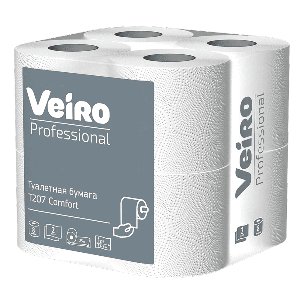 Бумага туалетная "Professional Comfort", 2 слоя, 8 рулонов - 3