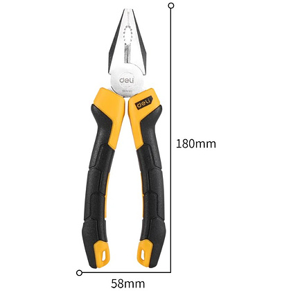 Плоскогубцы Deli YS EDL2007Z, 180 мм., желтый, черный - 10