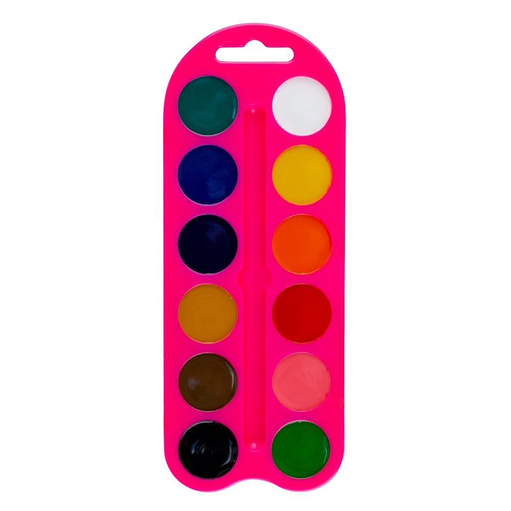 Краски акварельные "Цветик", 12 цветов, пластик, розовый - 2