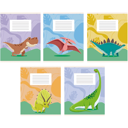 Тетрадь "Динозаврики", А5 12 листов, клетка, ассорти 