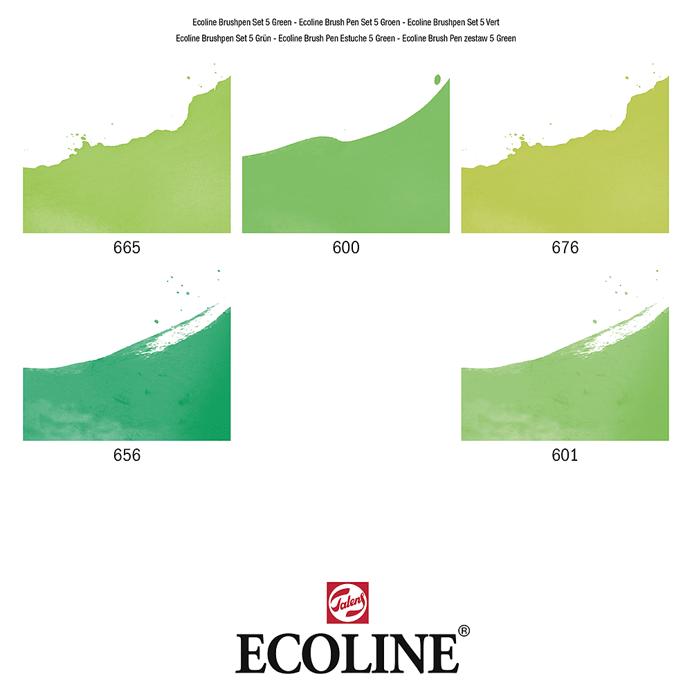 Набор акварельных маркеров "Ecoline", 5 шт., зеленые - 2