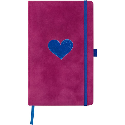 Блокнот "Velluto Heart", А5, 120 листов, линейка, темно-розовый, синий