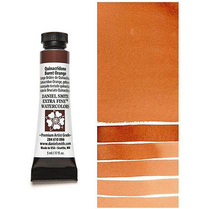 Краски акварельные "Daniel Smith", хинакридон жжёный оранжевый, 5 мл, туба