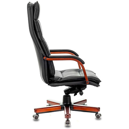 Кресло для руководителя Бюрократ "T-9927WALNUT", кожа, дерево, черный - 2