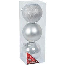 Шар елочный "212433", 15 см, пластик, ассорти, 3шт/уп.