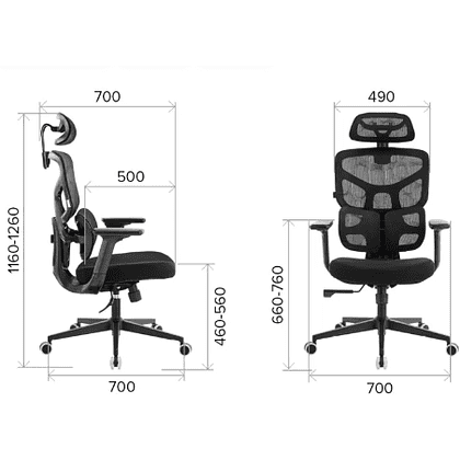 Кресло эргономичное EVERPROF Omega, Black, сетка, черный, металл, корпус черный - 7