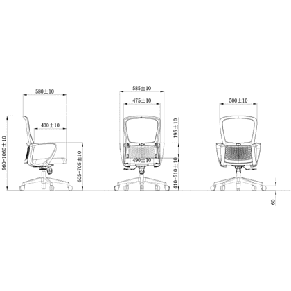 Кресло компьютерное SitZone U-069B, сетка, ткань, черный - 6