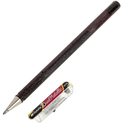 Ручка гелевая "Dual Metallic", 1.0 мм, черный, стерж. черный - 2