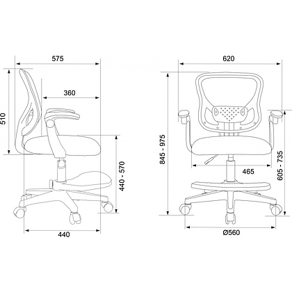 Кресло детское Бюрократ Burokids 3, сетка, ткань, пластик, корпус белый, подставка для ног, розовый - 12
