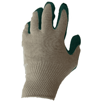 Перчатки трикотажные х/б, одинарный латексный облив, 13 кл. вязки, белый, зеленый - 2