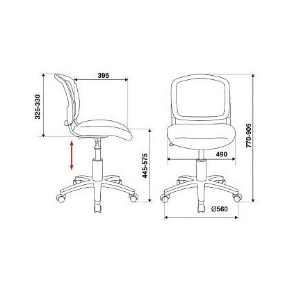 Кресло для персонала "Бюрократ CH-296NX", ткань, пластик, черный - 5