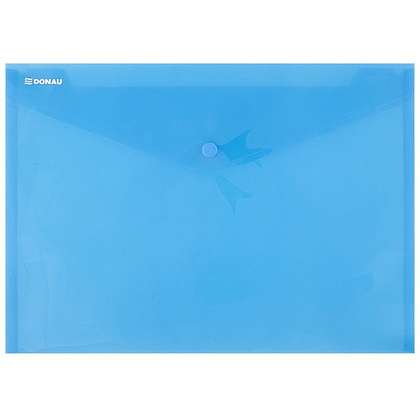 Папка-конверт на кнопке "Donau", C5, прозрачный синий
