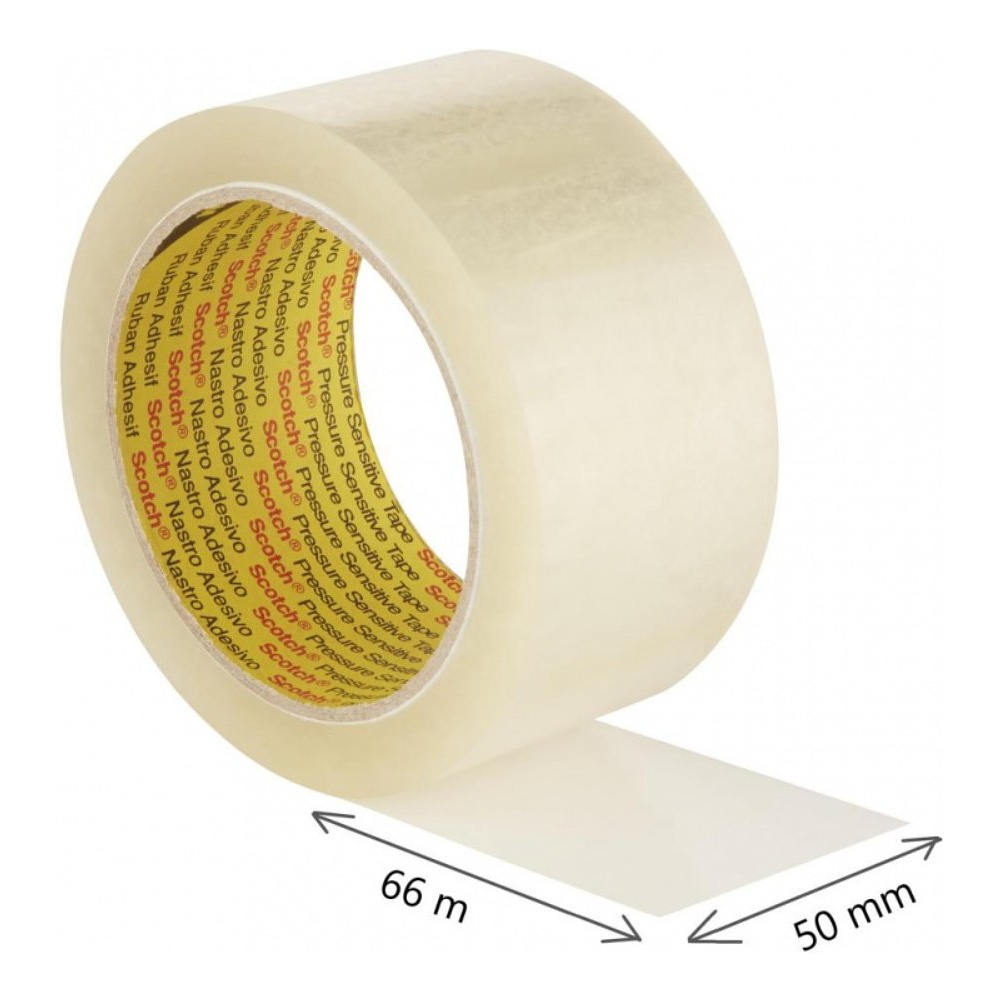 Клейкая лента упаковочная прозрачная "3M Scotch Прочная", 50x66 мм/м - 3