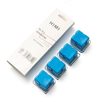 Краски гуашевые "Himi Jelly Cup" кислотный синий, набор  рефилов 4 шт., 30 мл. - 2