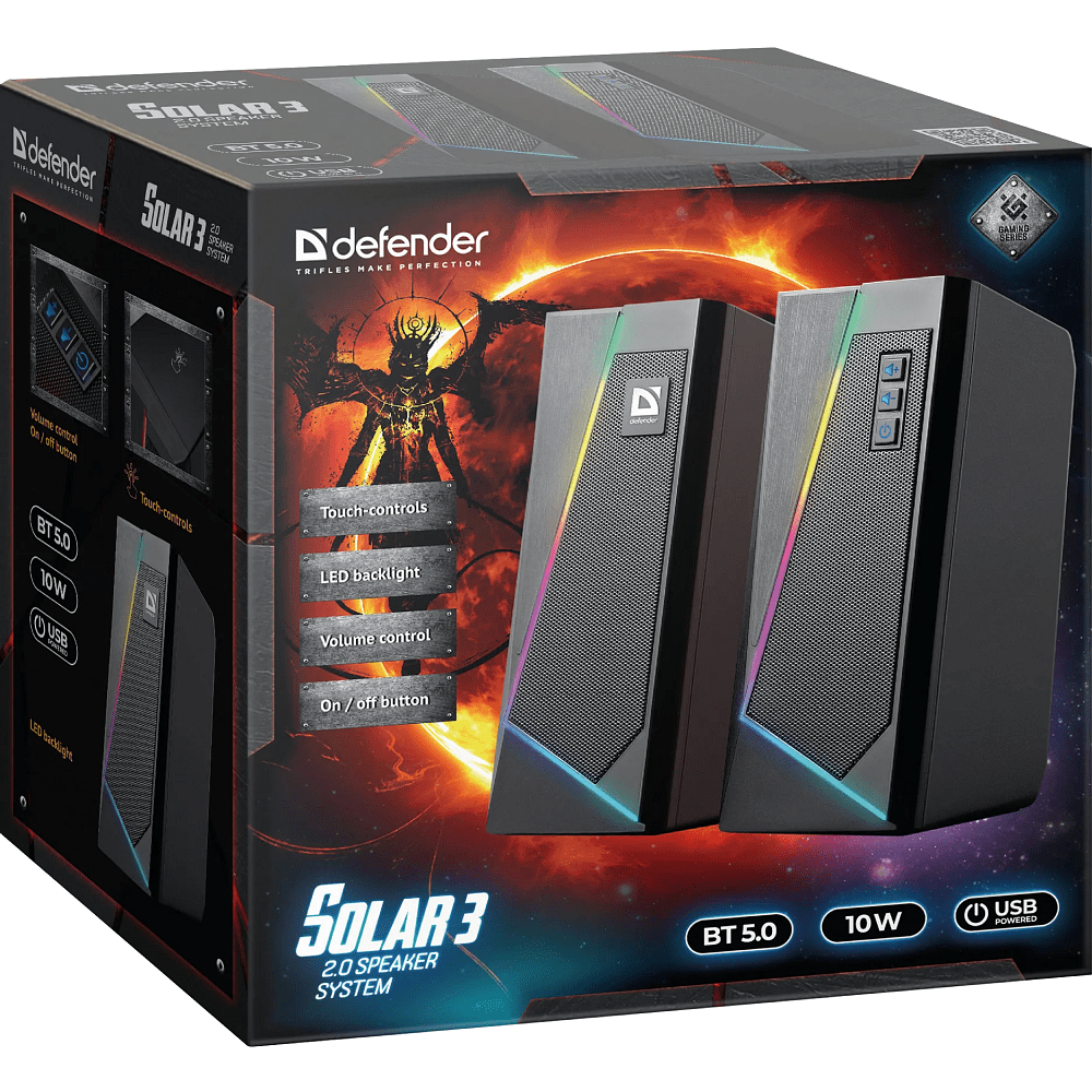 Акустическая система Defender Solar 3, 10 Вт, USB, черный - 5