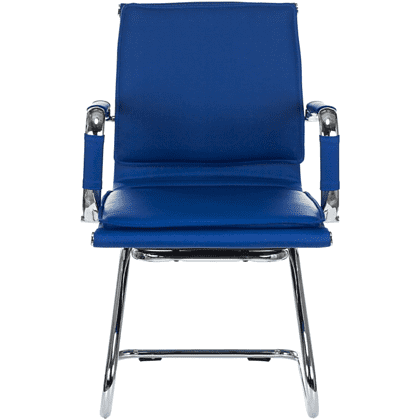 Кресло на полозьях "Бюрократ Ch-993-Low-V", экокожа, синий, металл хром - 4