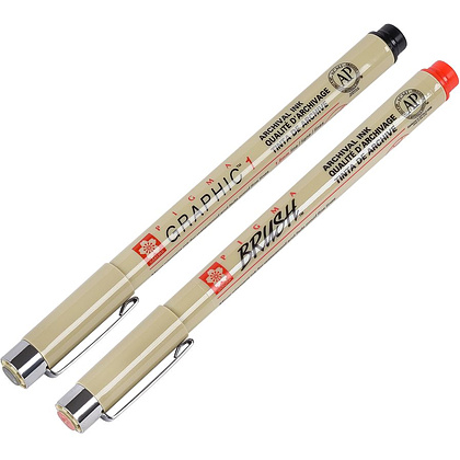 Ручка капиллярная "Pigma Brush", 0,25 мм, красный - 3