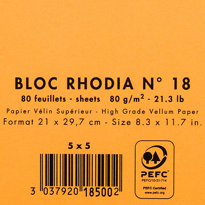 Блокнот "Rhodia", A4, 80 листов, клетка, оранжевый - 2