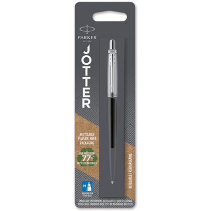 Ручка шариковая автоматическая "Jotter Core K63 Bond Street Black CT", 1,0 мм, черный, серебристый, стерж. синий
