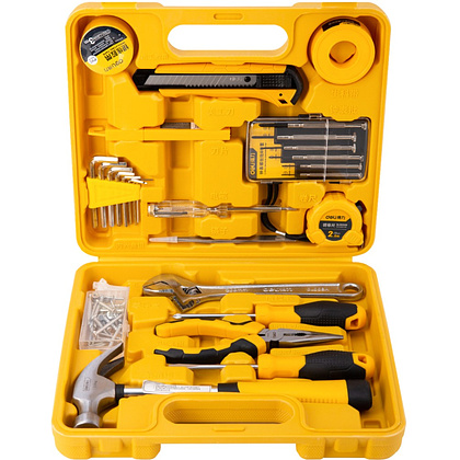 Набор ручного инструмента Deli "EDL1028J", 28 предметов, чемодан, желтый