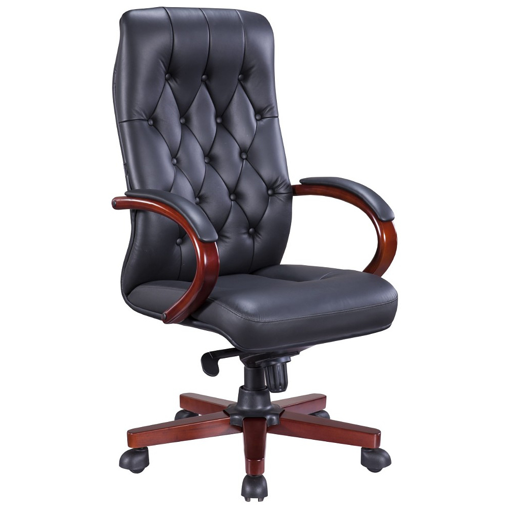 Кресло для руководителя Everprof "Monaco Wood", экокожа, металл, черный