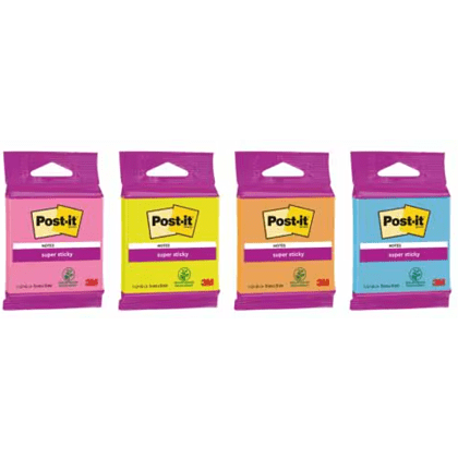 Бумага для заметок "Post-it SuperSticky", 76х76 мм, 45 листов, ассорти