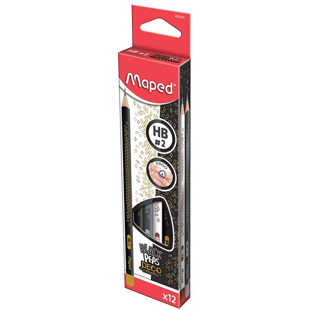 Карандаш простой Maped "Black Peps Deco", HB, без ластика, ассорти - 5