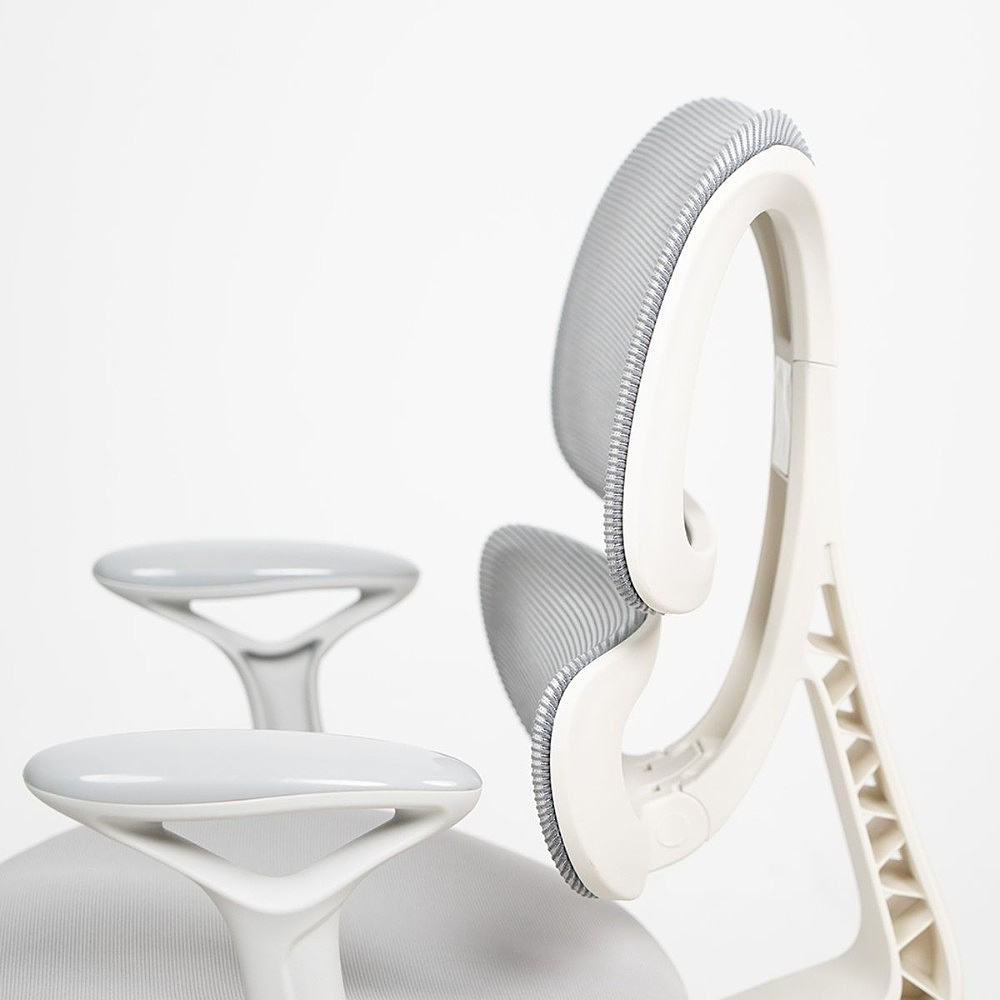 Кресло детское Ergosmart Antey, ткань, пластик, корпус белый, подставка для ног, с чехлом розовым, серый - 4