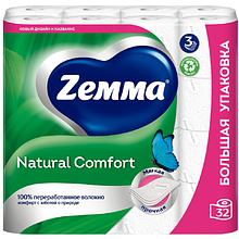 Бумага туалетная Zemma Natural Comfort, 32 рулона, 3 слоя, белый 