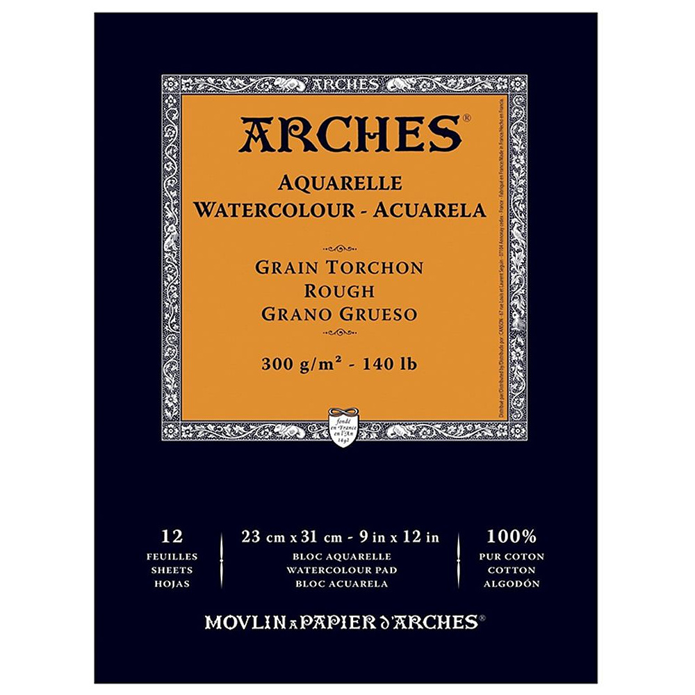 Блок-склейка бумаги для акварели "Arches", 23x31 см, 300 г/м2, 12 листов