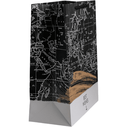 Пакет бумажный подарочный "Best wishes", 49х40х19 см, белый, черный - 2