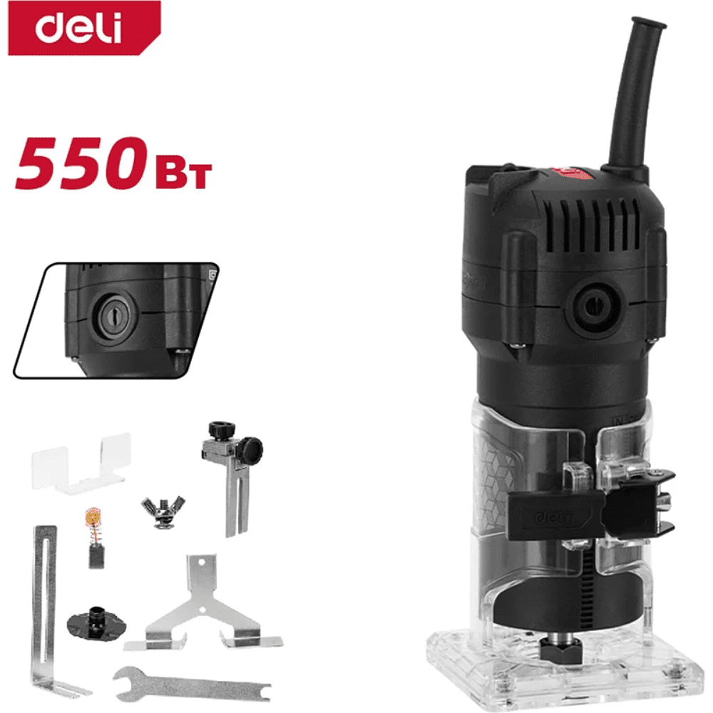Фрезер кромочный Deli RS EDE-XB550-1E, 550 Вт, 6 мм, коробка, черный - 2
